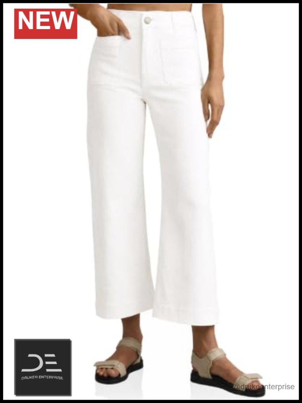 Crop Wide Leg Jeans Women High Waisted Stretchy Denim Pants Casual